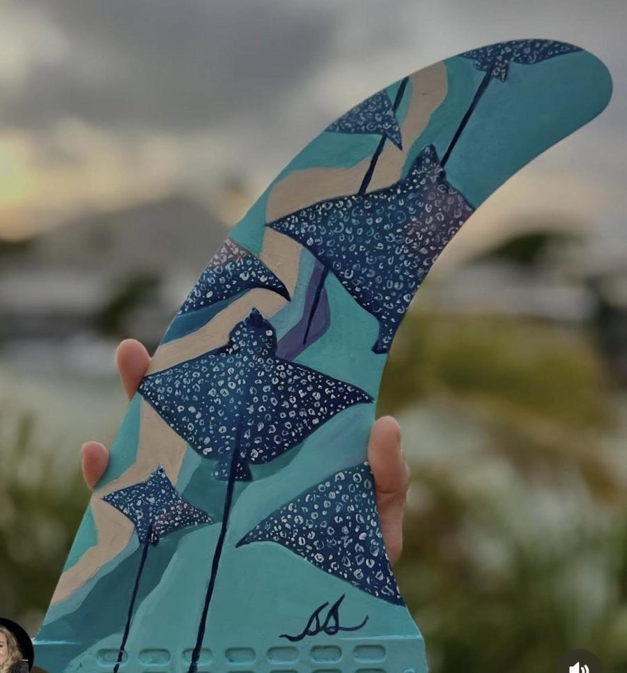Hand-painted longboard fin